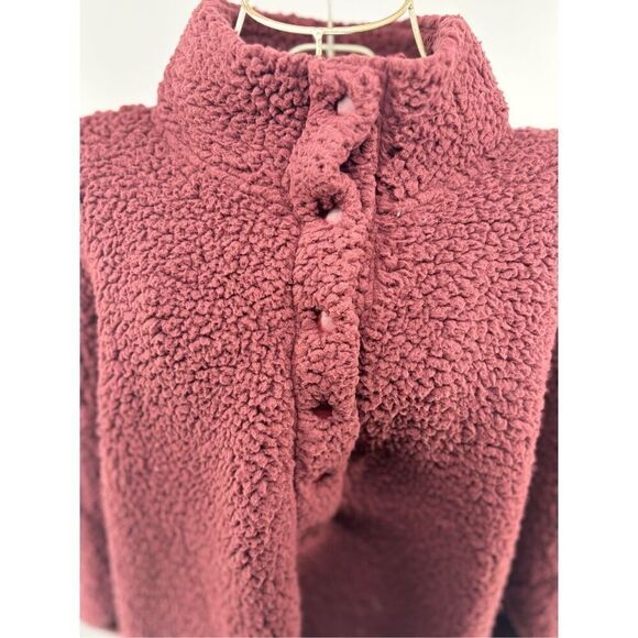 AERIE Women’s Sherpa Cozy Pullover Sweatshirt Size XXL 2X NWT Snaps Pockets - Picture 7 of 9